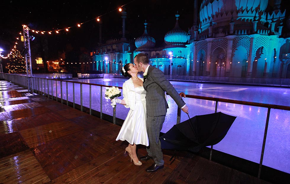 wedding couple at Royal Pavilion Ice Rink