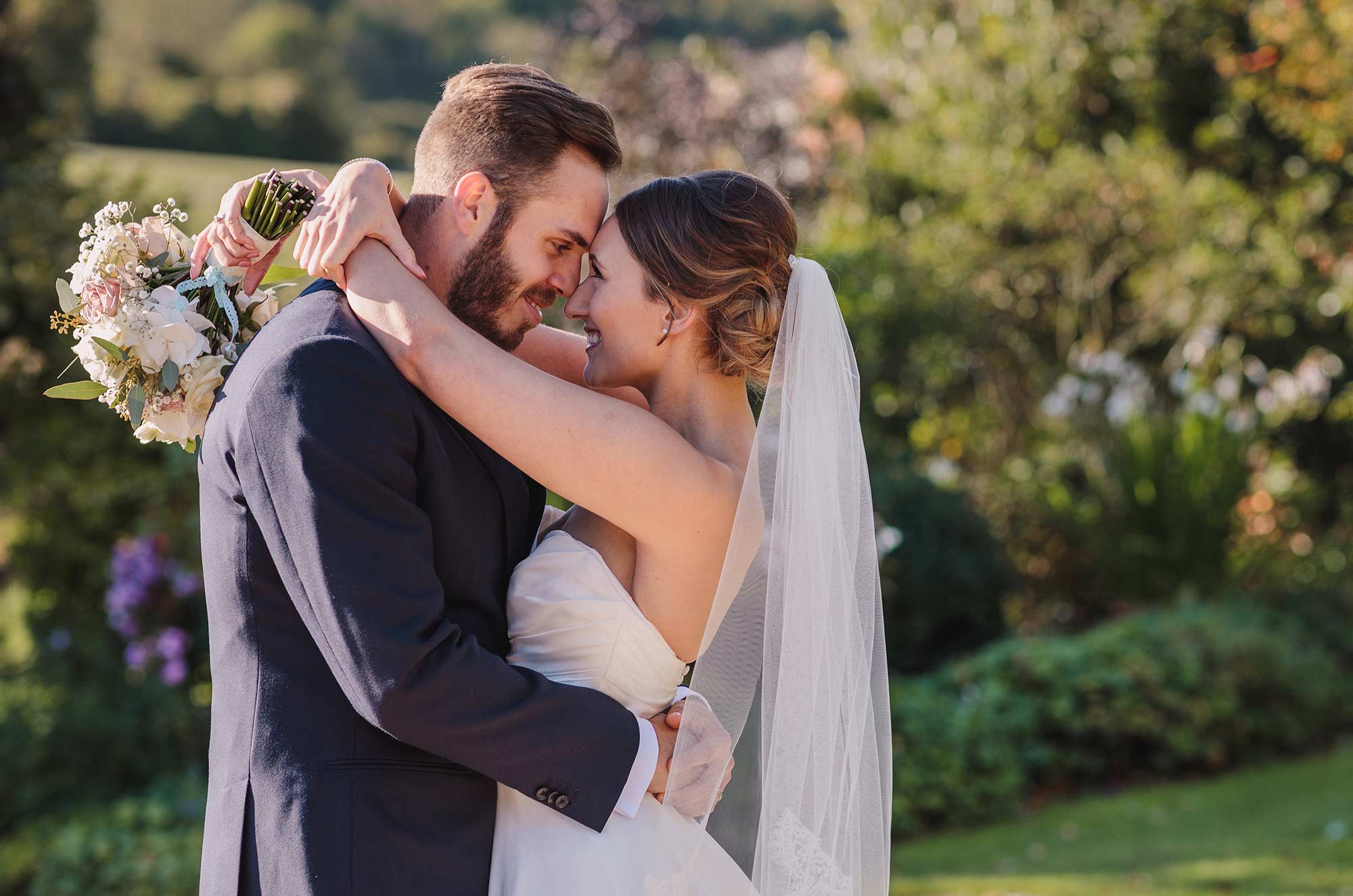 Bride and groom portrait at Upwaltham Barns