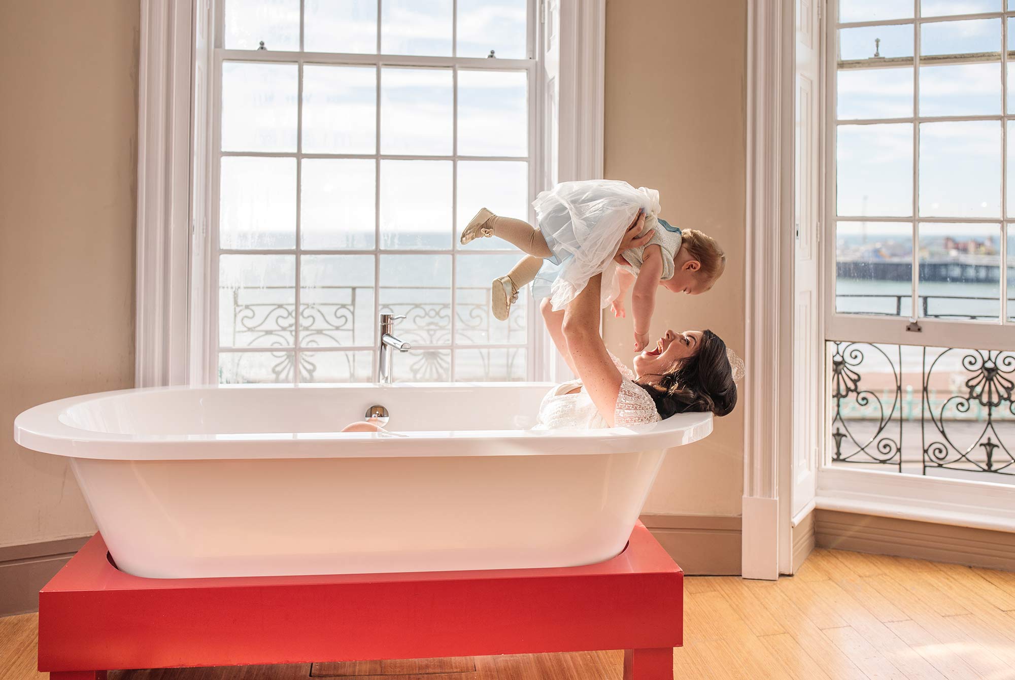 bride in the bath at the drakes hotel brighton 