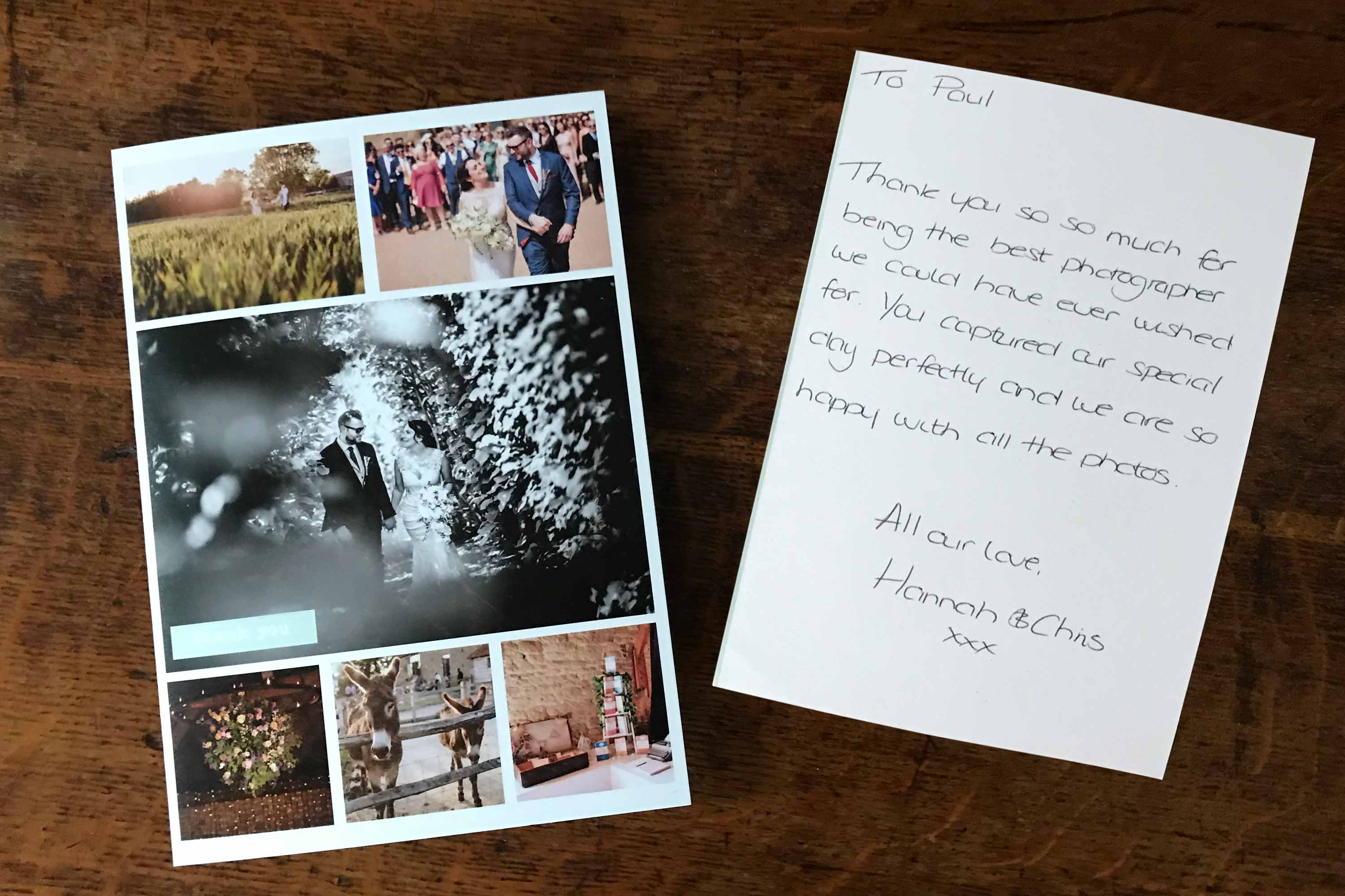 Thank you card for Grittenham Barn wedding