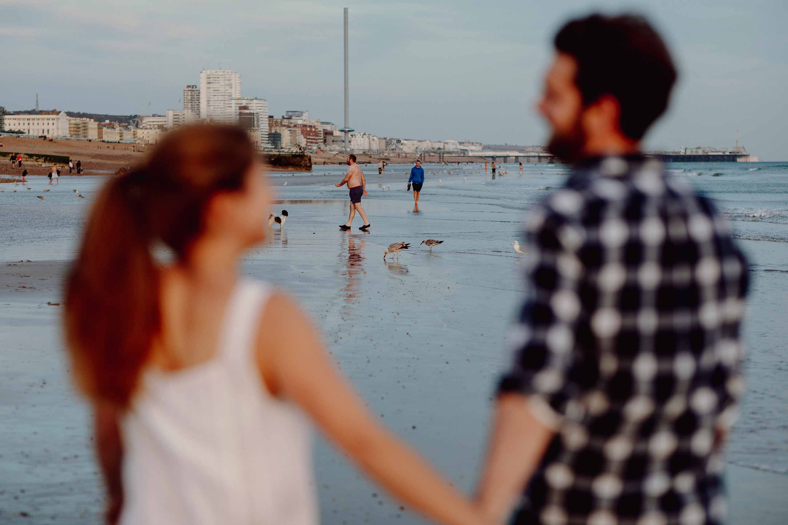 Pre-wedding shoot on Hove beach at the golden hour