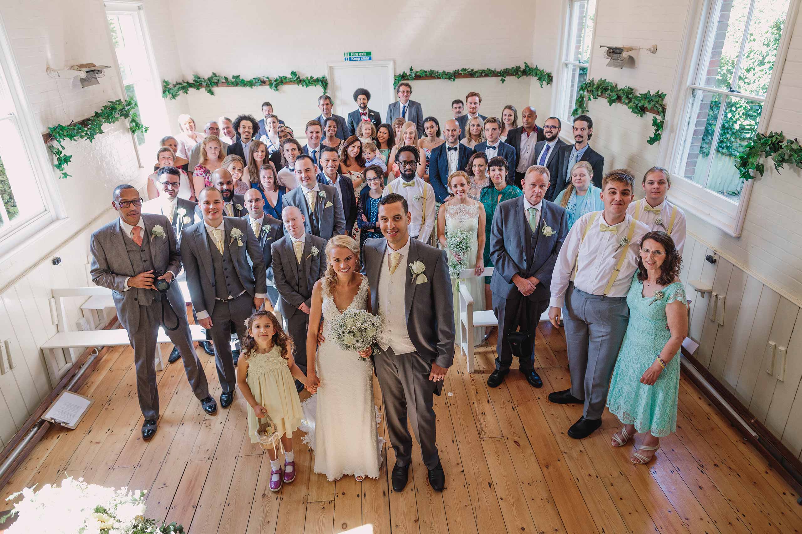 Group shot at a Sussex Chantry wedding