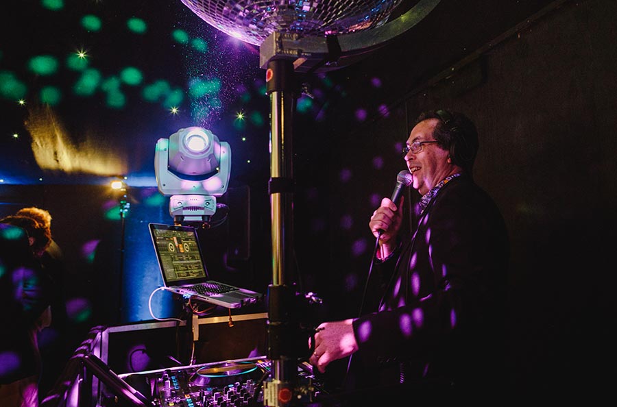 Wedding DJ Brian Mole in action at Broyle Place