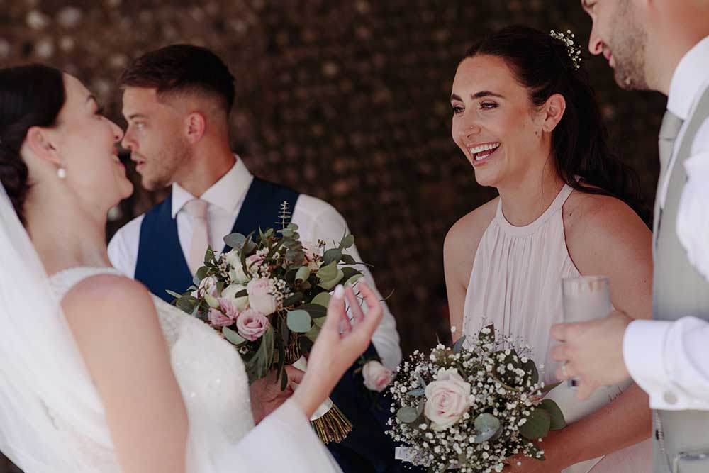 Bridesmaid Laughing Cissbury Barns 