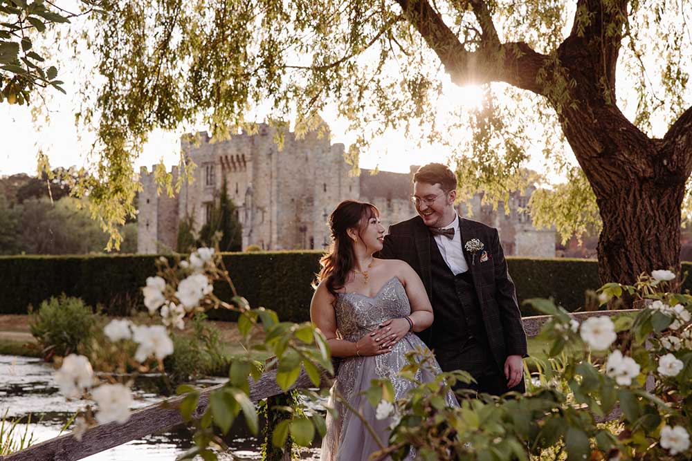 Bride and Groom at Hever Castle Wedding
