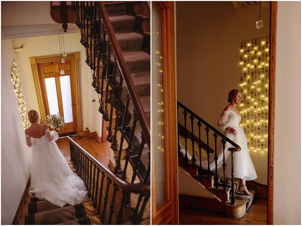 Bride on the stairs at Hotel Una Brighton